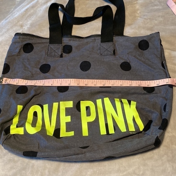 Super cute polka dot LOVE PINK zippered tote canvas - Picture 6 of 6